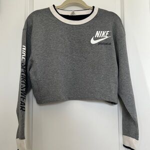 Nike Sportswear Gray and White Cropped Top